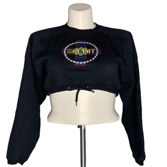 Esprit Tops - ESPRIT | Vintage Black Cropped Sweatshirt